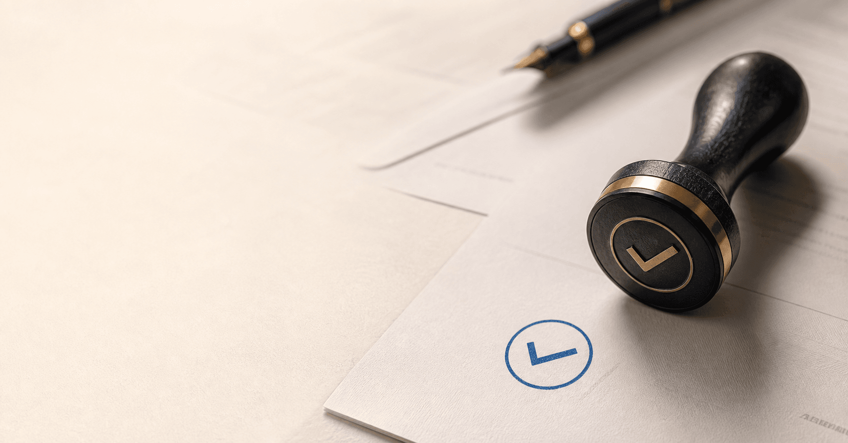 Approval stamp on professional licensing documents